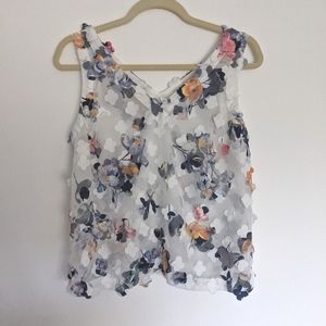 Sheer floral tank top